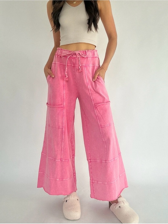 Easel Pants - EASEL MINERAL WASHED WIDE LEG PANTS